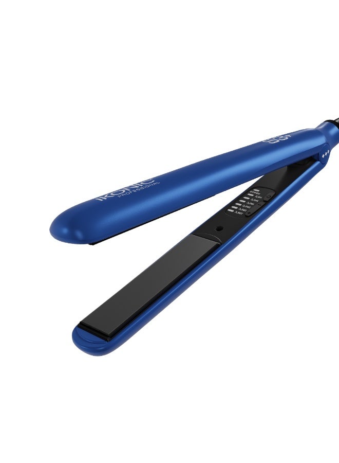 أي كونيك مكواة شعر أيكونك S3+ باللون الأزرق، صفائح سيراميك عائمة احترافية، تحكم قابل للتعديل في درجة الحرارة، تسخين فوري، سهلة الاستخدام، مناسبة لجميع أنواع الشعر - Image 1