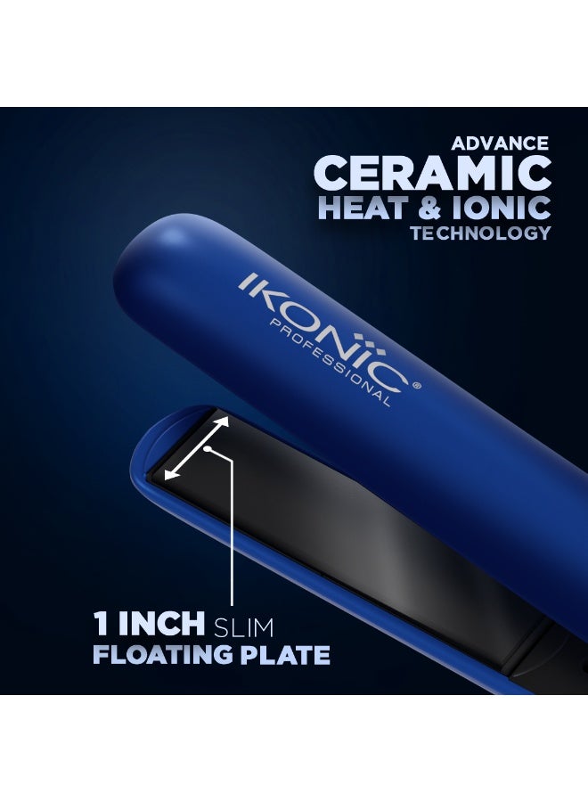 أي كونيك مكواة شعر أيكونك S3+ باللون الأزرق، صفائح سيراميك عائمة احترافية، تحكم قابل للتعديل في درجة الحرارة، تسخين فوري، سهلة الاستخدام، مناسبة لجميع أنواع الشعر - Image 2