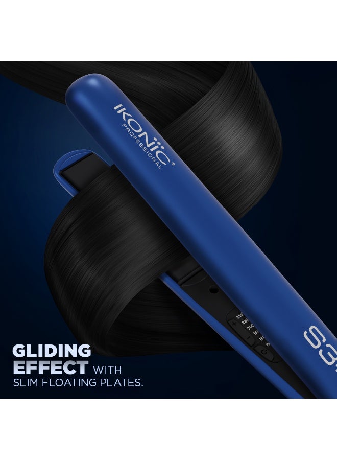 أي كونيك مكواة شعر أيكونك S3+ باللون الأزرق، صفائح سيراميك عائمة احترافية، تحكم قابل للتعديل في درجة الحرارة، تسخين فوري، سهلة الاستخدام، مناسبة لجميع أنواع الشعر - Image 3