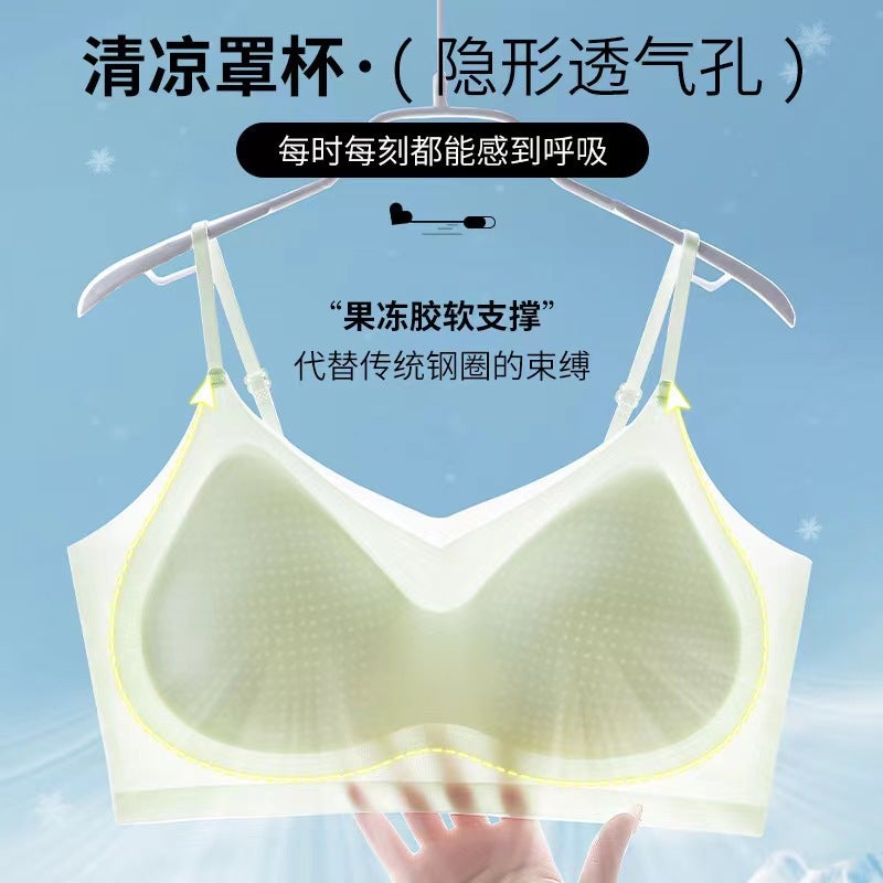 Summer Ultra-Thin Intimates For Women, Seamless, Wire-Free, Push-Up Ice Silk Breathable Jelly Soft Support Vest-Style Beautiful Back Bra - Image 2