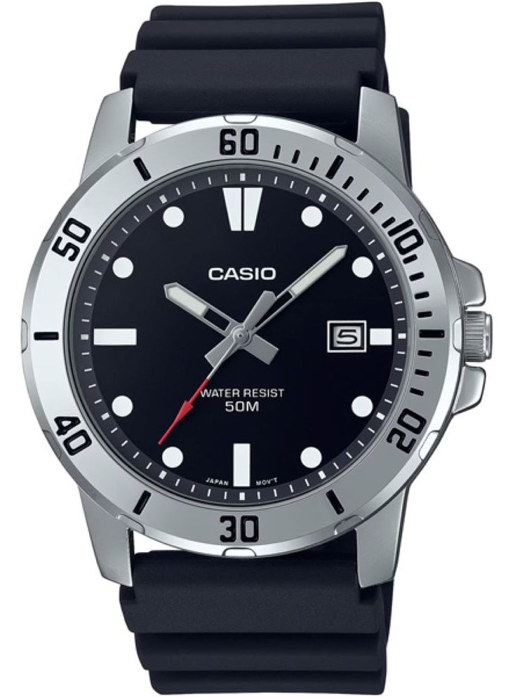 CASIO Casio Analog Black Round Dial Resin Band Watch For Men's MTP-VD01-1EVUDF  - Image 1