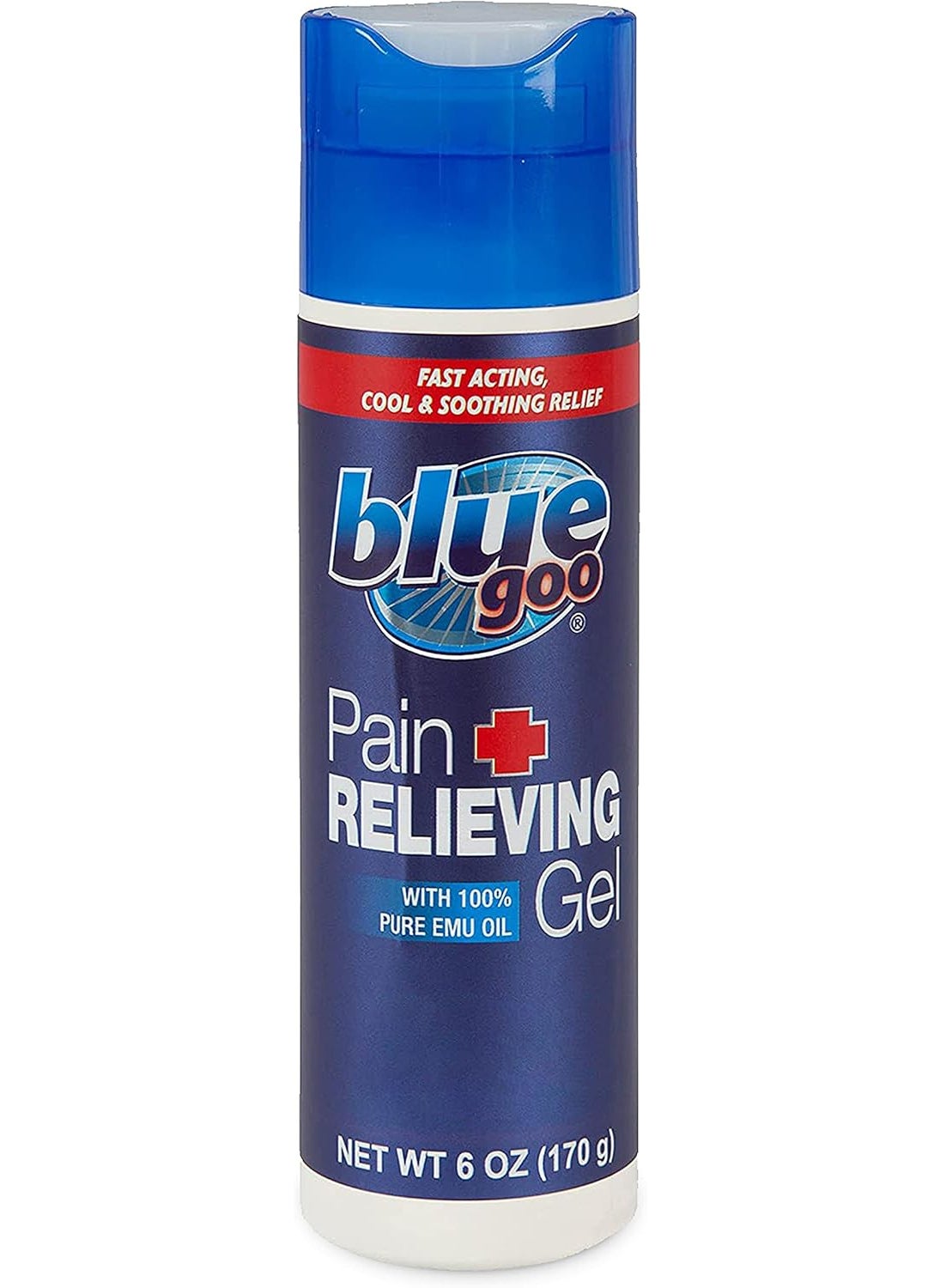 Blue Goo Blue Goo Gel - for Back and Neck, Muscle and Stiff Joints, Fast-Acting, Cooling+Soothing Relief, Made w/ 100% Pure Emu Oil 6 oz (1 Pack) 