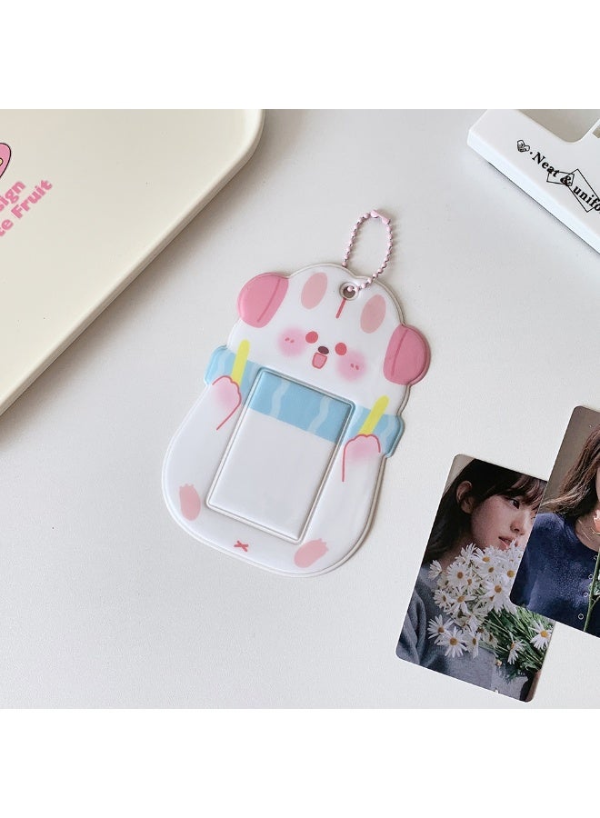 NIBEMINENT 1 - Piece Cute Cartoon Animals Kpop Photo Card Holder Pendant Key Chain ID Badge Holder ID Card Holder Photo Card Protector for School ID Office ID Access Card for Women Girls - Image 1