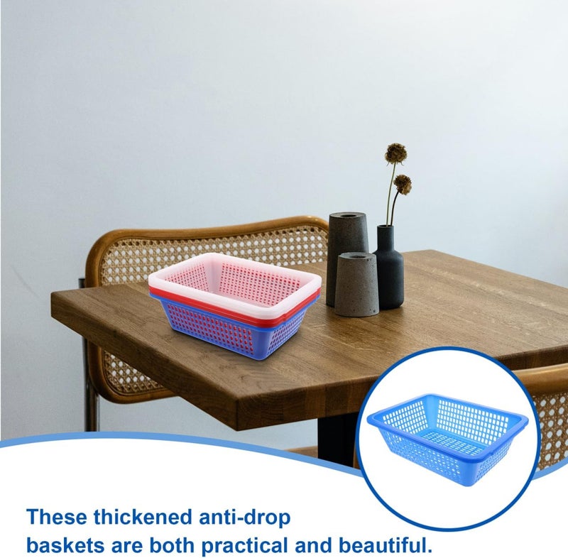 Pretyzoom 5 Pcs Thickened Plastic Drain Basket Set, Lightweight Washing Baskets For Fruit And Vegetables With Storage Containers For Kitchen Organization Assorted Colors - Image 2