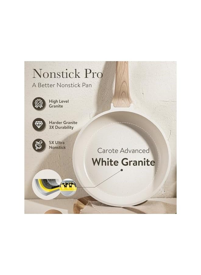 21Pcs Pots and Pans Set, Nonstick Cookware Sets, White Granite Induction Cookware Non Stick Cooking Set w/Frying Pans & Saucepans(PFOS, PFOA Free)  - Image 3