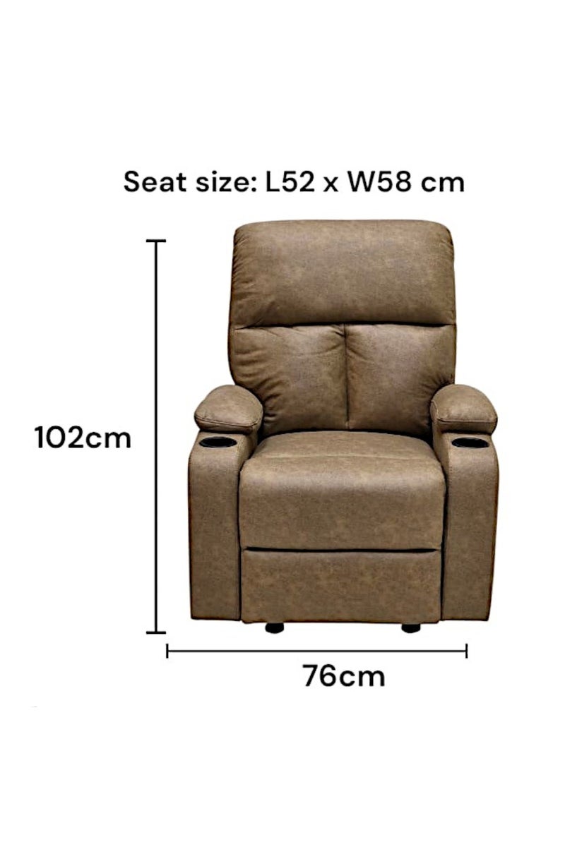 Sabir & Bros Furniture LLC SBF Single Seater Fabric Recliner Sofa with Rocker – Manual Reclining One-Seater Lounge Chair with Cup Holders – Modern Design & Ultimate Comfort for Living Room & Home Relaxation, Brown - Image 3