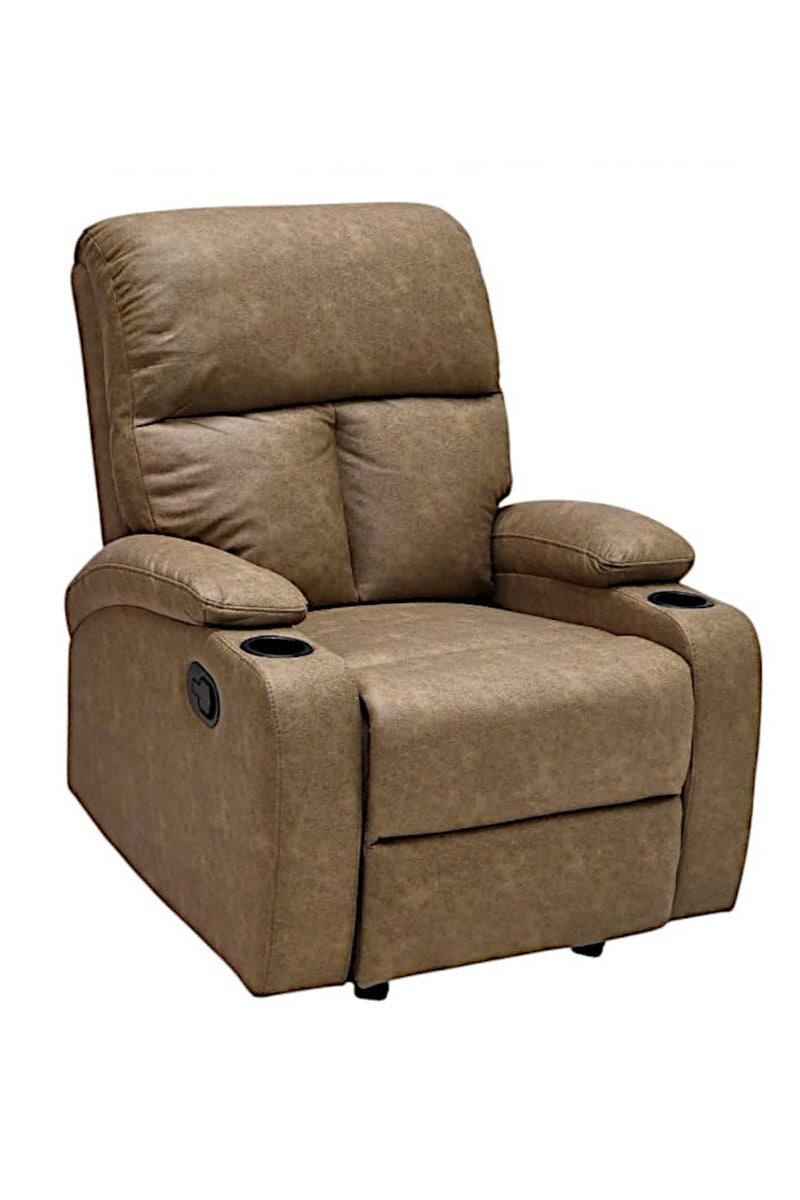 Sabir & Bros Furniture LLC SBF Single Seater Fabric Recliner Sofa with Rocker – Manual Reclining One-Seater Lounge Chair with Cup Holders – Modern Design & Ultimate Comfort for Living Room & Home Relaxation, Brown - Image 1
