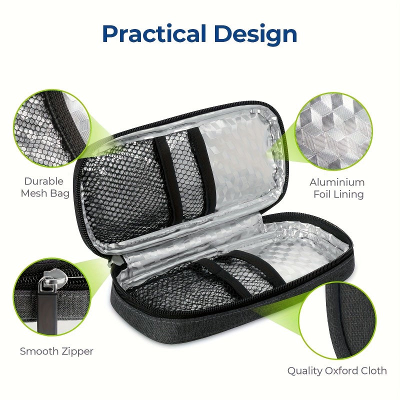 Insulin Pen Cooler Travel Case Black With 2 Ice Packs Cooling Time 4 8h Diabetic Medication Storage Bag - Image 3