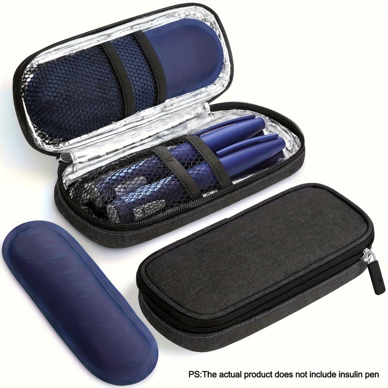 Insulin Pen Cooler Travel Case Black With 2 Ice Packs Cooling Time 4 8h Diabetic Medication Storage Bag - Image 1
