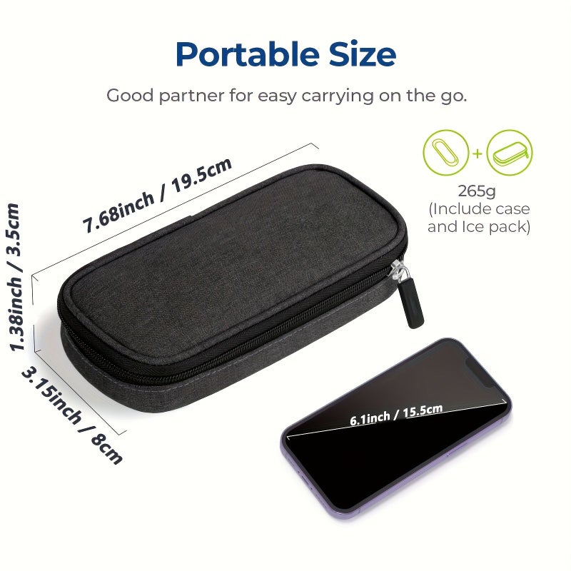 Insulin Pen Cooler Travel Case Black With 2 Ice Packs Cooling Time 4 8h Diabetic Medication Storage Bag - Image 4
