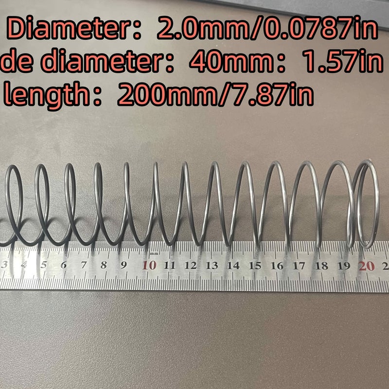 زنبرك ضغط 2 مم سلك 40 مم قطر خارجي 200 مم طول حر 1 قطعة - Image 2