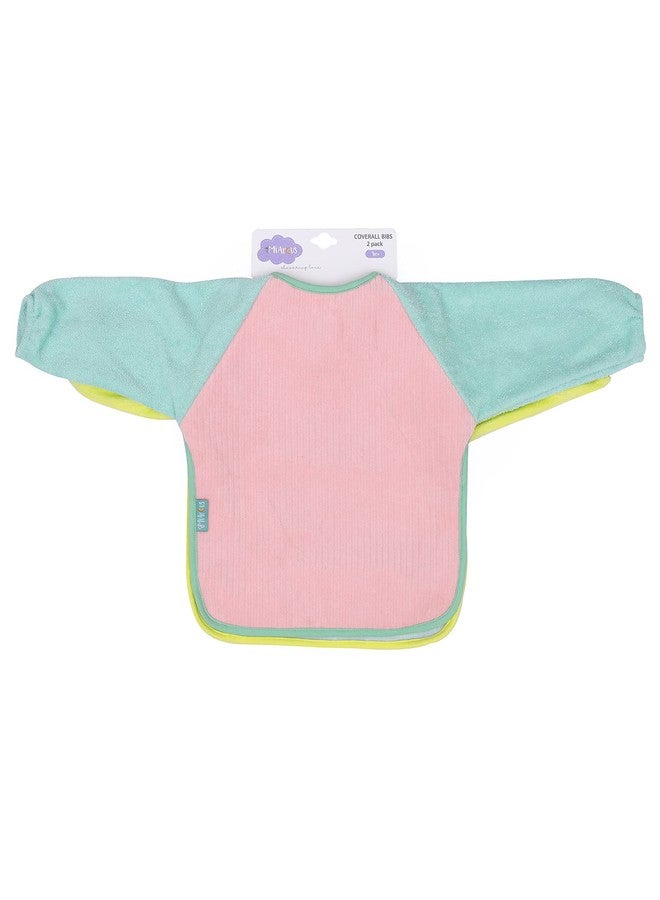 Mi Arcus Cotton Full Sleeve Water Resistant Coverall Feeding Bibs/Apron with Velcro Closure for Baby Boys Girls 9M -12 M(Pk of 2) - Pastel Multi - Image 5