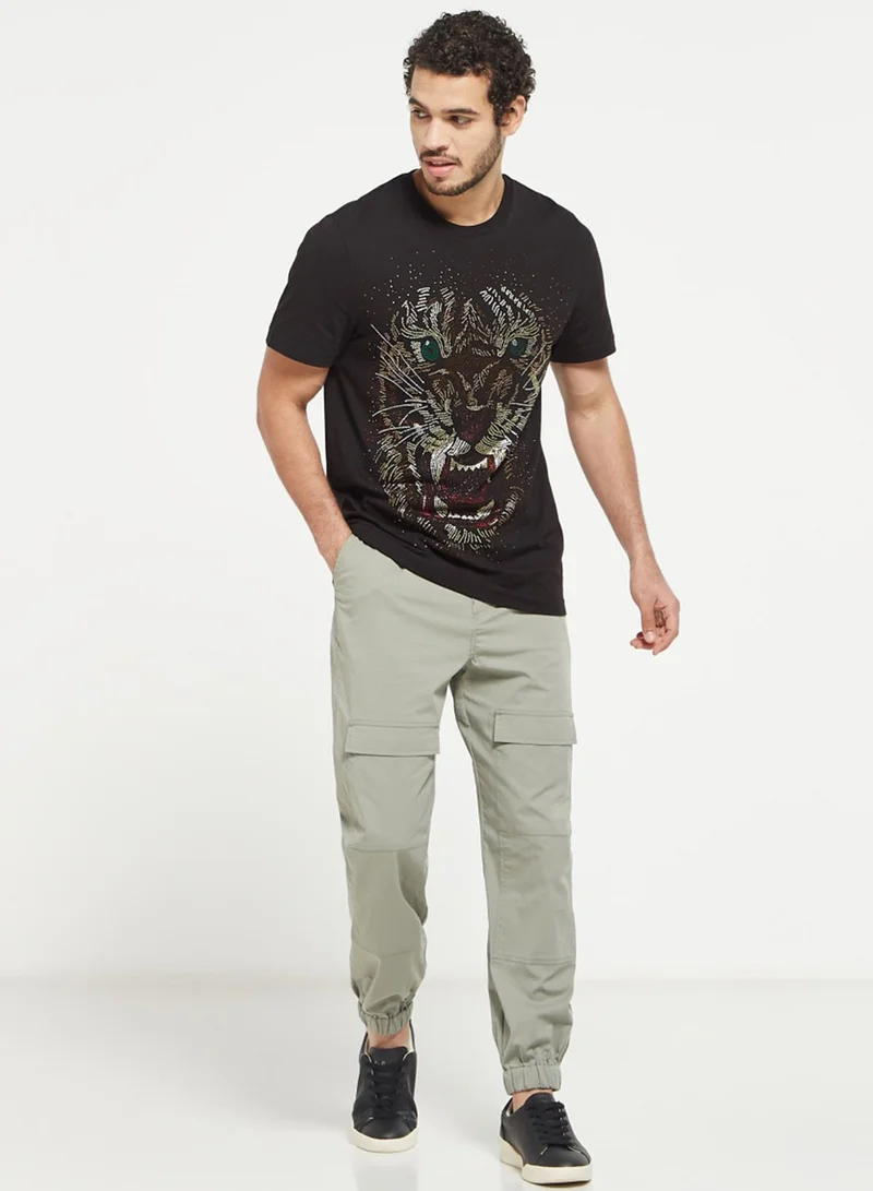 Iconic Lion Embellished Crew Neck T-Shirt