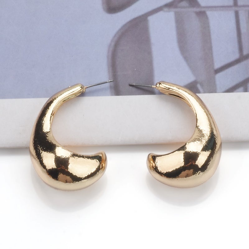 2024ins الباردة مبالغة في قطرة الماء سبيكة أقراط الرجعية المزاج معدنية أقراط قوس وأقراط النساء - Image 4