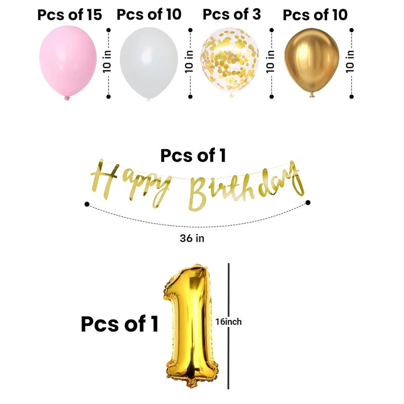 pop colours 1st Birthday Decoration Kit Number 1 Foil Balloon For First Birthday Happy Birthday Banner 40Pcs 1st Birthday Decoration Items - Image 2