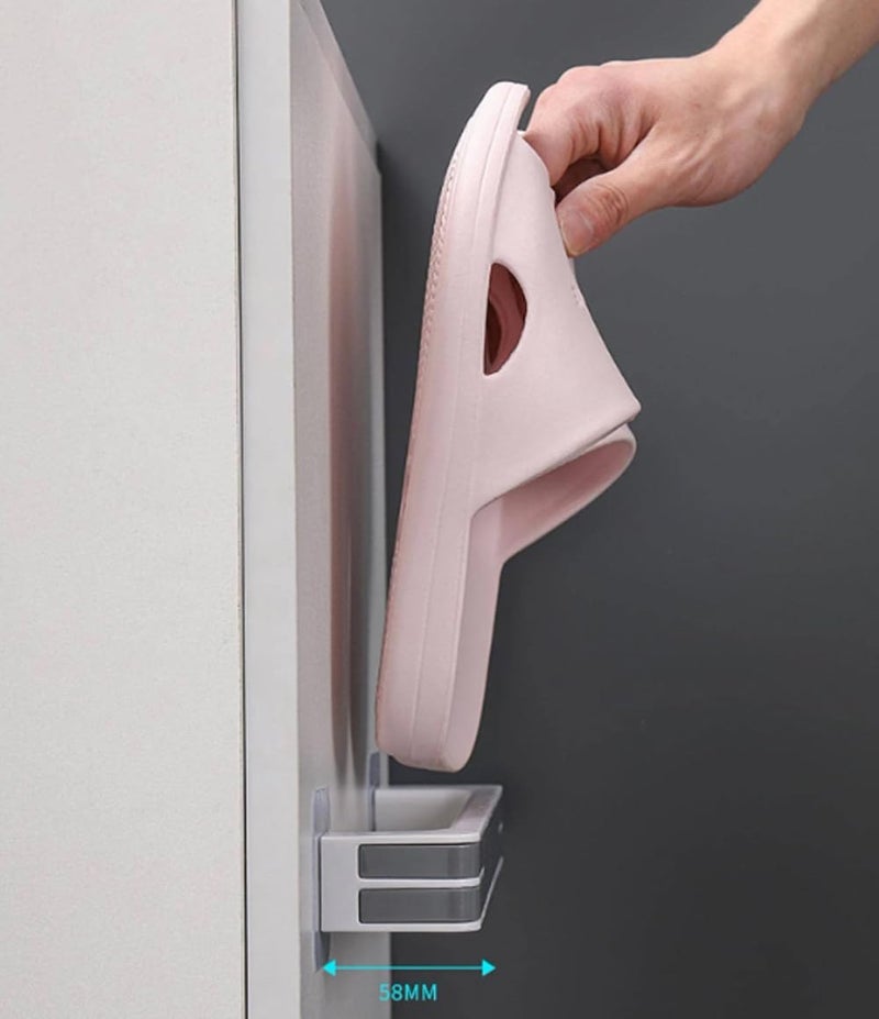 COSKIRA COSKIRA 1 Pair Slippers Dustproof Storage Rack Wall Mounted Self Adhesive Shoe Rack Bathroom Towel for Bathroom Door Towel Organiser Rack Waterproof Pairs of Shoes HangersMulti  - Image 4