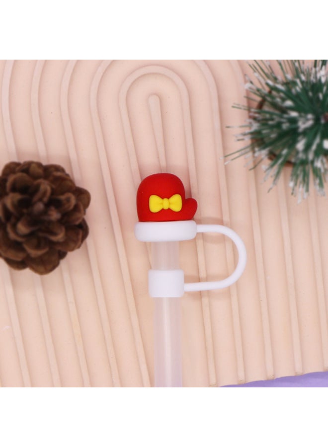 Direct 10mm Cute Shape Straw Sleeve Dustproof Recyclable Straw Cap Environmentally Friendly Straw Plug-Color:Small Gloves 10mm-Specifications:Bag Without Straw  - Image 1