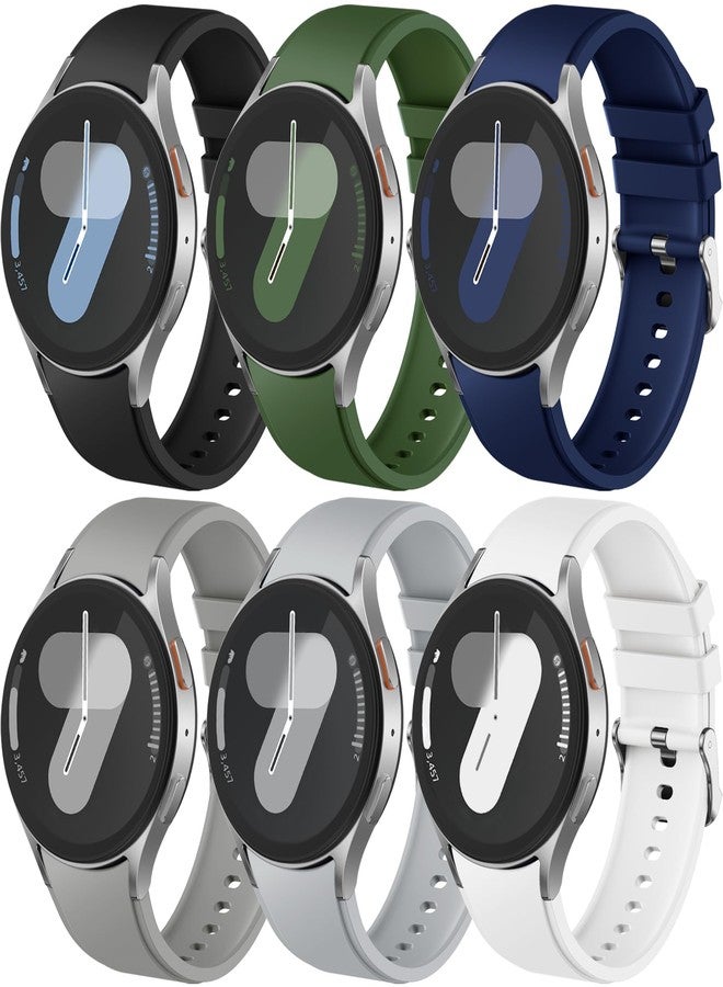 Easuny 6 Pack No Gap Bands Compatible with Samsung Galaxy Watch 7 6 5 4 FE 40mm 44mm, Soft Silicone Sport Straps for Galaxy Watch 5 Pro 45mm, 6 4 Classic 47mm 43mm 46mm 42mm Replacement for Men Women - Image 1