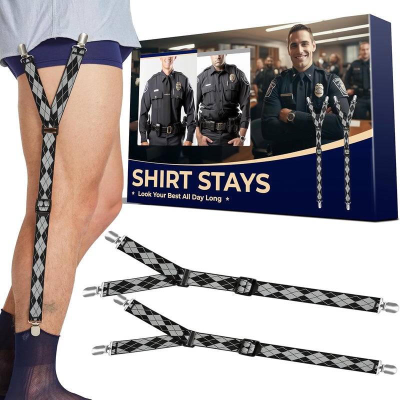 COZI Shirt Stays Adjustable Soft and Smooth Elastic with Non Slip Clips Perfect Sock Garters for Military or Professional - Image 1