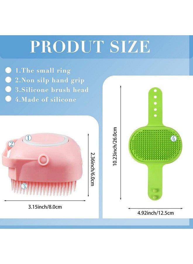 Style Keepers 3 Pcs Self Cleaning Slicker Shedding Brush Pet Bath Massage Brush With Soap & Shampoo Dispenser Soft Silicone Bristle For Long Short Haired Dogs Cats Shower Tick Remover Shower Bathing - Image 3