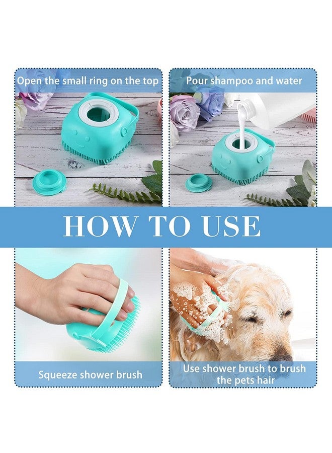 Style Keepers 3 Pcs Self Cleaning Slicker Shedding Brush Pet Bath Massage Brush With Soap & Shampoo Dispenser Soft Silicone Bristle For Long Short Haired Dogs Cats Shower Tick Remover Shower Bathing - Image 4