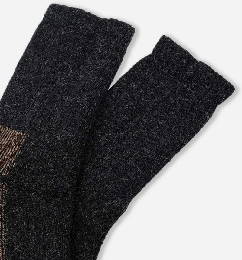 Mısırlı Egyptian Unisex Alpaca Wool Towel Winter Anthracite/beige Socket Socks - M 6005-AB