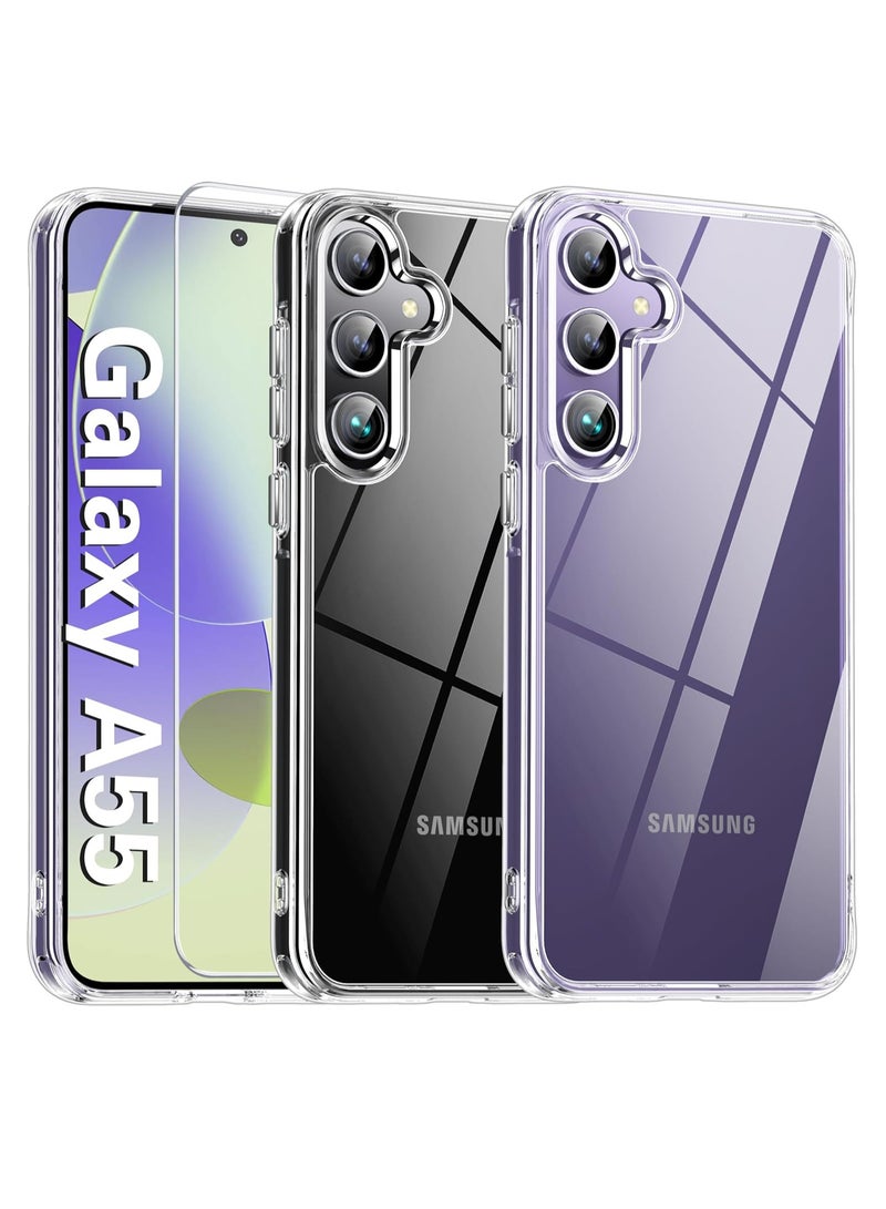 MIGOFAST Samsung A55 5G Case with Screen Protector Transparent Slim Cover for Samsung Galaxy A55 5G 2024 - Image 1