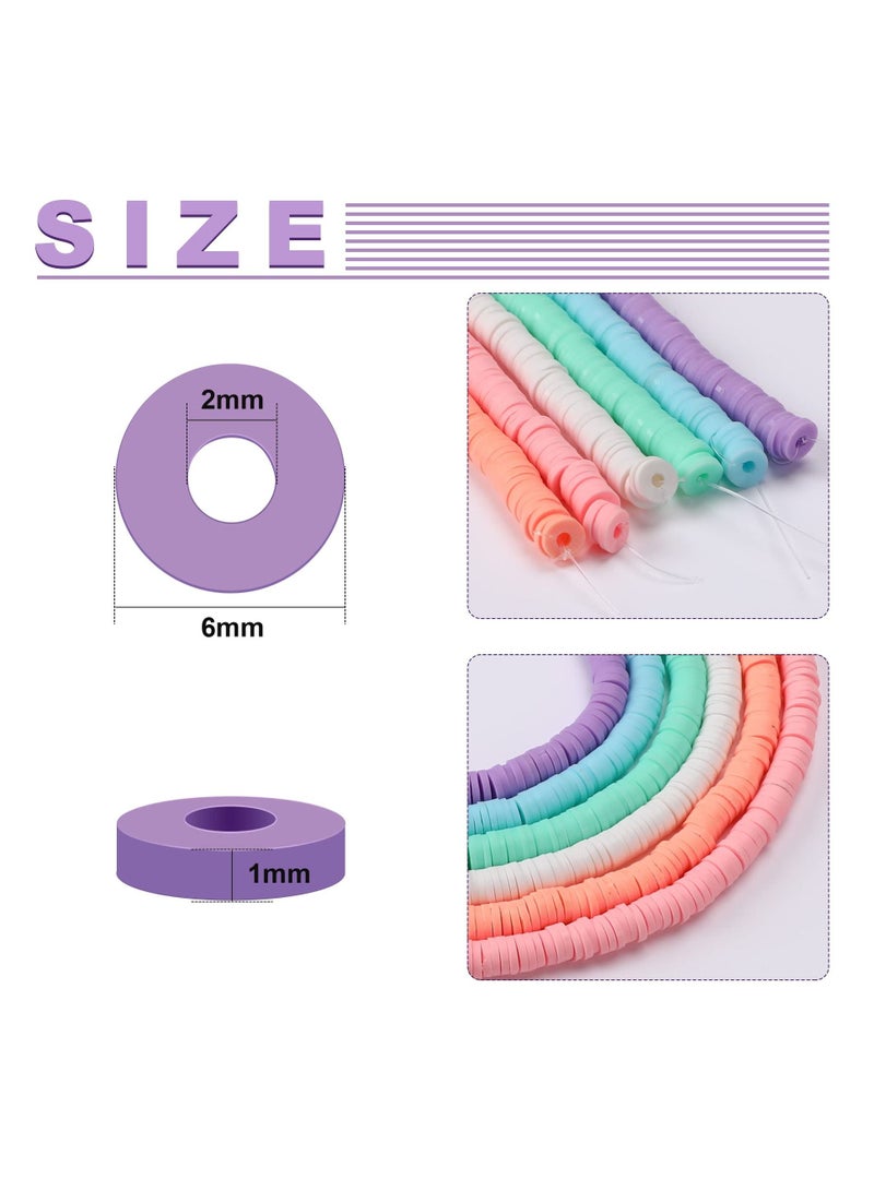 SYOSI Clay Beads, Round Handmade Heishi Beads, 2100 Pcs Polymer Flat Beads, Beads for Jewelry Making, KASTWAVE for Necklace Jewelry Bracelet Earring Pendant and Anklet Craft Making DIY Craft Kit (Macaron)  - Image 3
