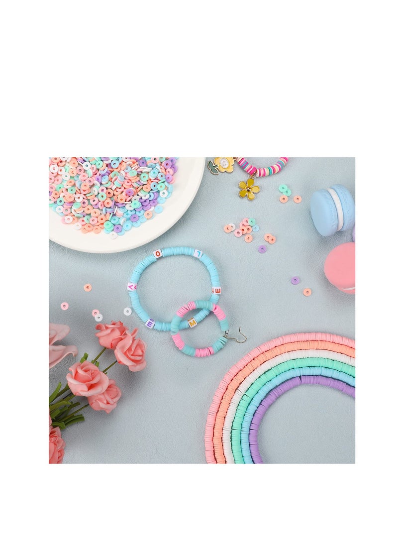 SYOSI Clay Beads, Round Handmade Heishi Beads, 2100 Pcs Polymer Flat Beads, Beads for Jewelry Making, KASTWAVE for Necklace Jewelry Bracelet Earring Pendant and Anklet Craft Making DIY Craft Kit (Macaron)  - Image 5