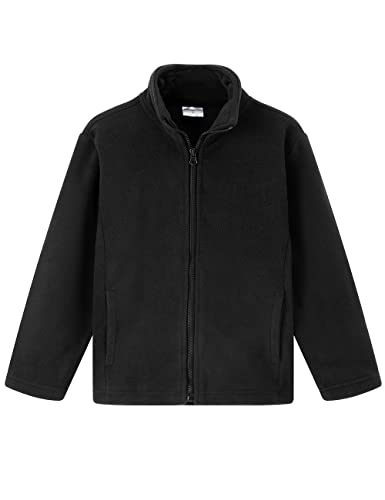 Noomelfish Girls Full Zip Soft Polar Fleece Jacket Outerwear Coat With Pockets, Black, Size 9-10 Years - Image 3
