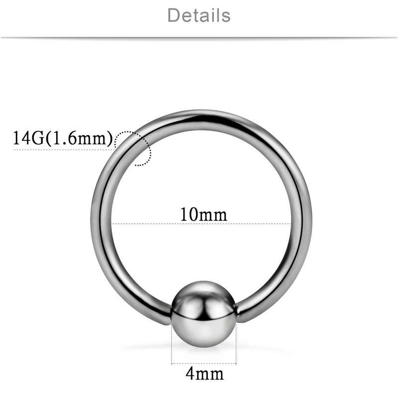 SCERRING خواتم أنف حلقة كابتيف بيد من التيتانيوم G23 بحجم 14G، 2 قطع - Image 3