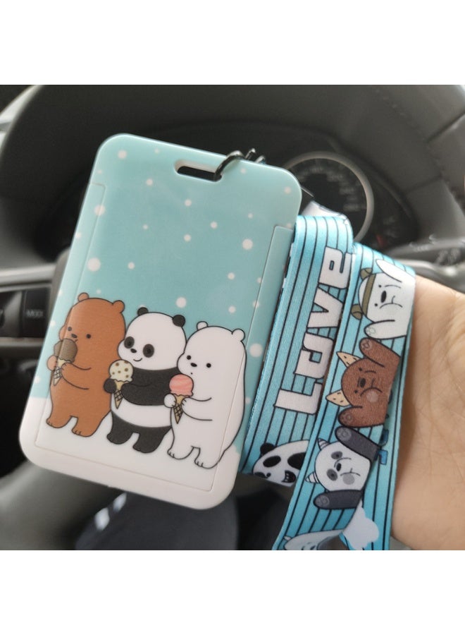 NIBEMINENT 1 - Piece Cute Bear Doll Kpop Photo Card Holder Pendant Key Chain ID Badge Holder ID Card Holder Photo Card Protector for School ID Office ID Access Card for Women Girls