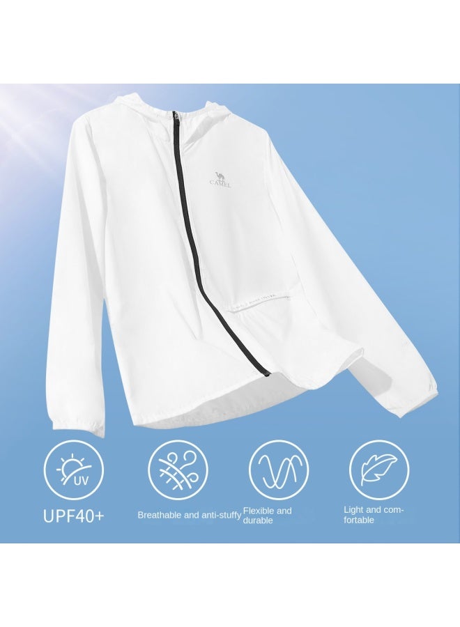 كاميل 【camel سترة الحماية من الشمس للنساء】سترة بيضاء باردة للبشرة في الهواء الطلق، سترة رياضية خفيفة الوزن للنساء، قميص حماية البشرة من الشمس - Image 3