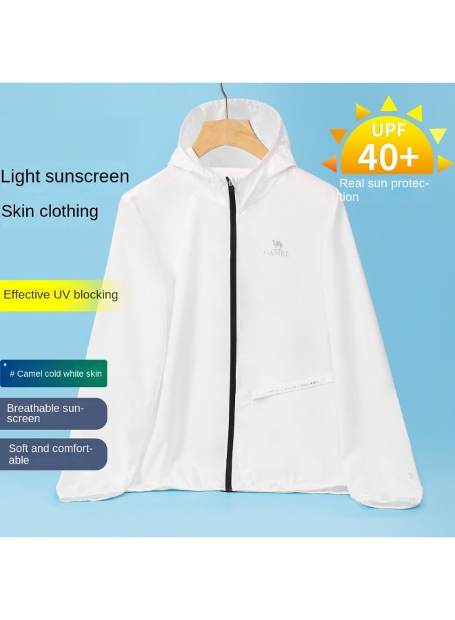 كاميل 【camel سترة الحماية من الشمس للنساء】سترة بيضاء باردة للبشرة في الهواء الطلق، سترة رياضية خفيفة الوزن للنساء، قميص حماية البشرة من الشمس - Image 2