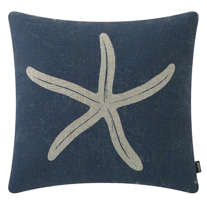 STARFISH PILLOW COVER 18X18 INCH RETRO COASTAL DECOR SQUARE PILLOWCASE LINEN SOFA COUCH BED THROW CUSHION COVER DECORATION PL732TR