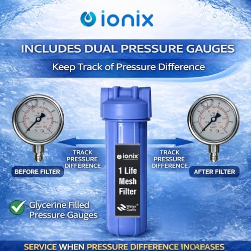 IONIX German Manufactured Whole house water filteration system with SS 304 Grade Mesh, Zero effort Maintenance with Back wash line| 1 Life filter with Unlimited life | Never Replace filter, blue - Image 5
