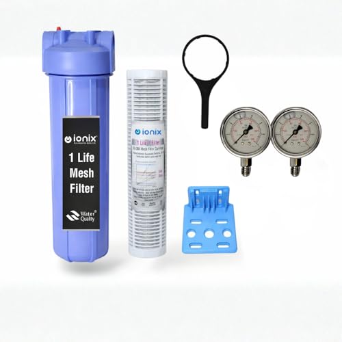 IONIX German Manufactured Whole house water filteration system with SS 304 Grade Mesh, Zero effort Maintenance with Back wash line| 1 Life filter with Unlimited life | Never Replace filter, blue - Image 1