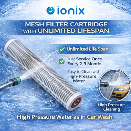 IONIX German Manufactured Whole house water filteration system with SS 304 Grade Mesh, Zero effort Maintenance with Back wash line| 1 Life filter with Unlimited life | Never Replace filter, blue - Image 4