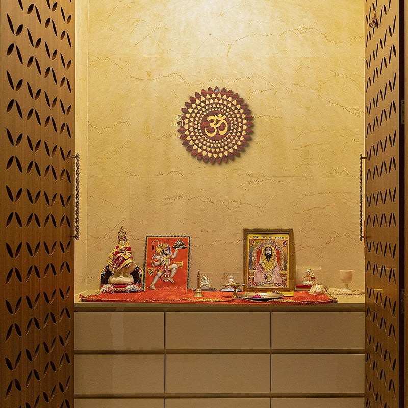 DULI MDF OM Wall Hanging, Feng Shui, Wall Art, Wall Decor, PositiveVibes, Wall Art, Diwali Decor, Diwali Decoration, Diwali Gifts (MDFWallHanging: GlowingOm(8Inches)) - Image 2