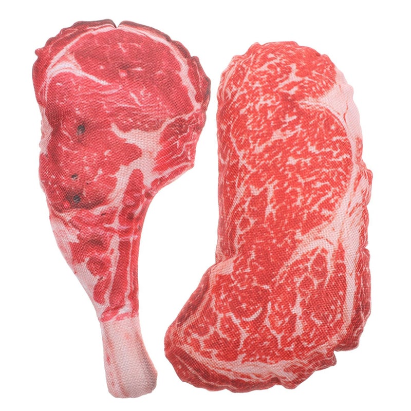 Set Of 2 Realistic Artificial Beef And Snowflake Steak Model High Simulation Fake Food Ornament For Home Decor Scene Photo Props Faux Food - Image 2