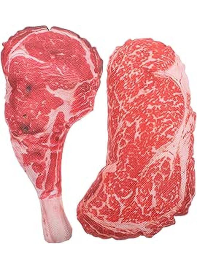 Set Of 2 Realistic Artificial Beef And Snowflake Steak Model High Simulation Fake Food Ornament For Home Decor Scene Photo Props Faux Food - Image 1