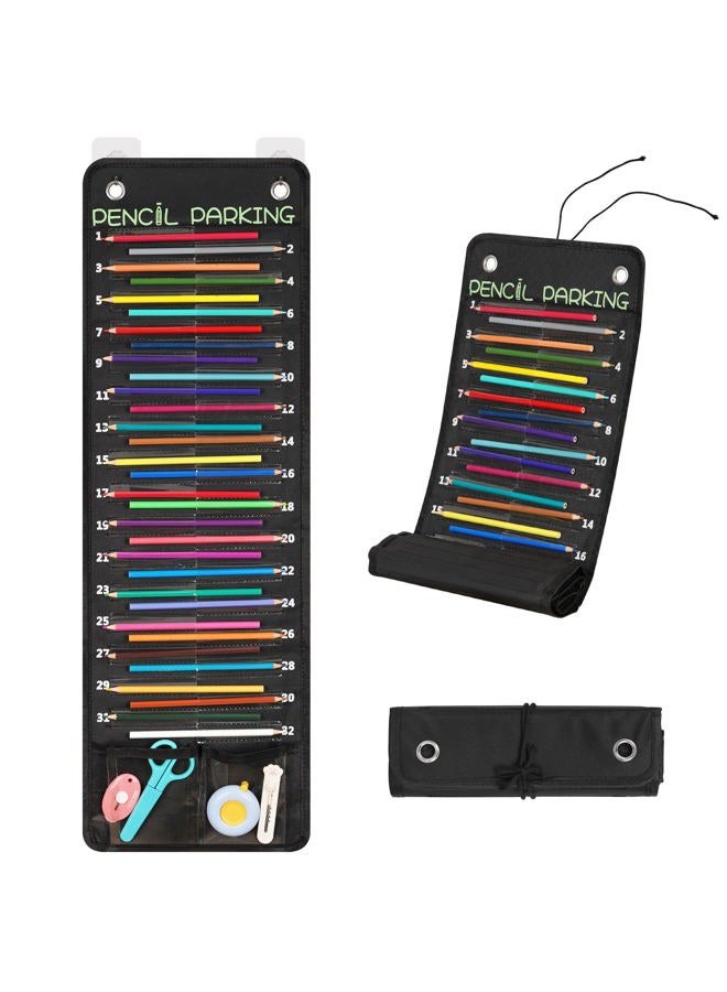 Loghot 32-Pocket Pencil Parking for Classroom, Hanging Pencil Holder Wall Organizer, Numbered Portable Pencil Parking Pocket Chart for Classroom Organization, School Storage Supplies - Image 1