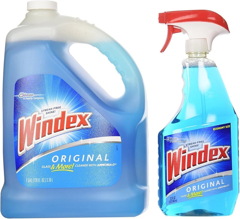 Windex Original Glass Cleaner, 1 spray bottle + 128 fl. oz. Refill - Total 160 fl. oz - Image 2