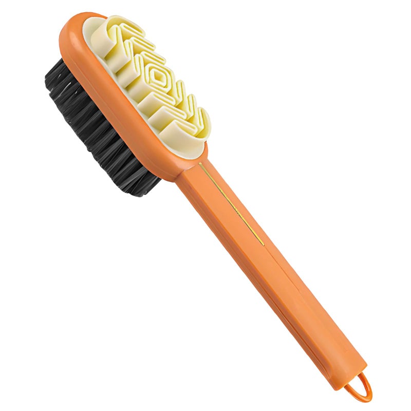 CYUXING 2in1 Orange Shoe Brush Lazy Shoe Brush AllRound Cleaning Tool Soft Plastic Bristles Designed with an ExtraLong Handle 360 Thorough Cleaning for Suede Nubuck Cleaning - Image 3