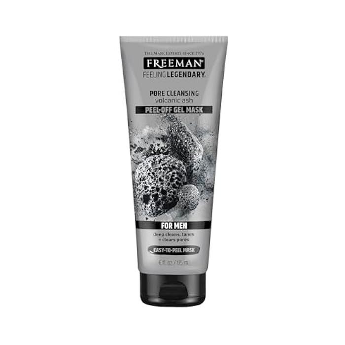 FREEMAN Pore Clearing Volcanic Ash Peel-Off Gel Facial Mask, Deep Cleansing, Removes Dirt From Pores, Not Over-Drying, Easy-to-use, For Men, 6 fl.oz./175 mL Tube - Image 1