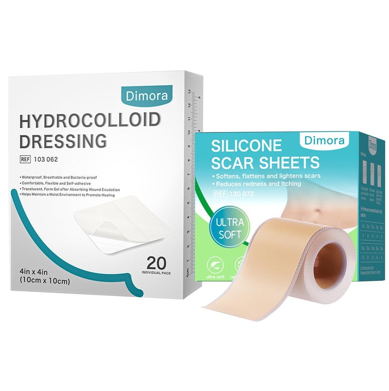 Dimora 20 Pack Hydrocolloid Wound Dressing  Silicone Scar Sheets - Image 1