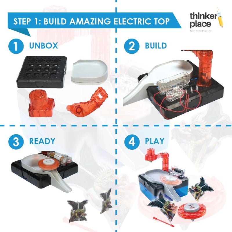 ThinkerPlace Amazing Electric Top DIY Kit | Build, Learn & Play | STEM Toy for Kids Age 8+ | Centrifugal Force Learning Kit with AR Experience | Fun Educational Game - Image 2