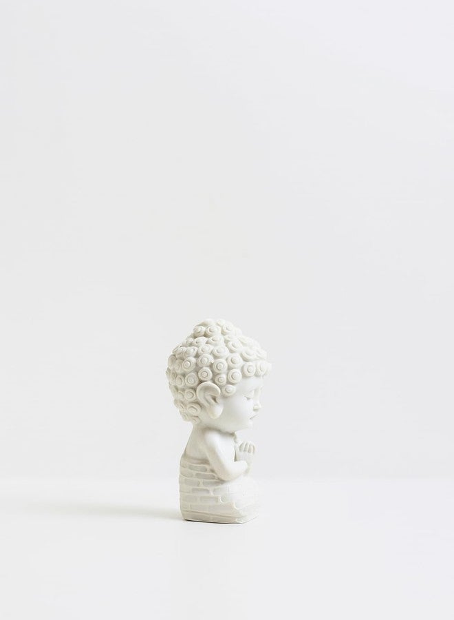 CHULO Baby Buddha Statue for Tranquil Spaces, Ideal for Home, Office Desk & Car Dashboard Decoration (White) - Image 4