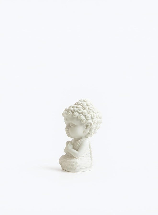 CHULO Baby Buddha Statue for Tranquil Spaces, Ideal for Home, Office Desk & Car Dashboard Decoration (White) - Image 3