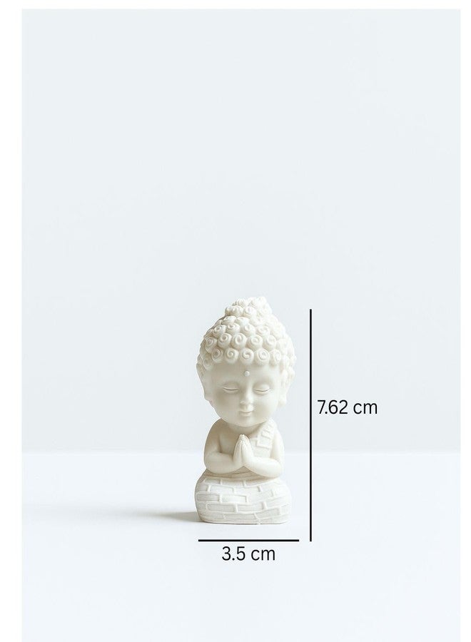 CHULO Baby Buddha Statue for Tranquil Spaces, Ideal for Home, Office Desk & Car Dashboard Decoration (White) - Image 2